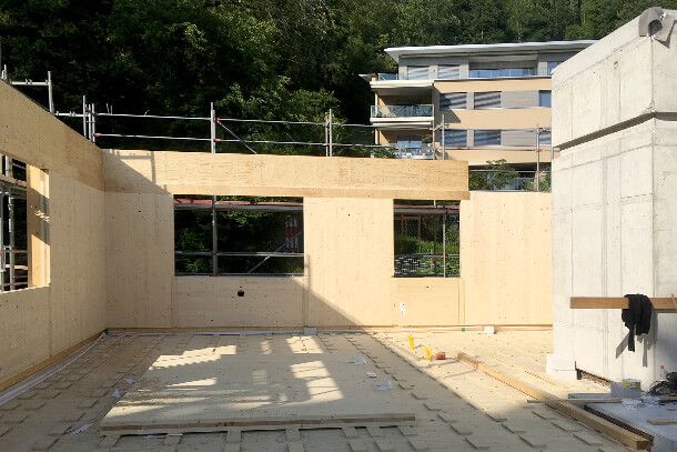 Neubau eines Holzhauses, ausgeführt durch, Müller Holzbau, einen Zuger Holzbauer